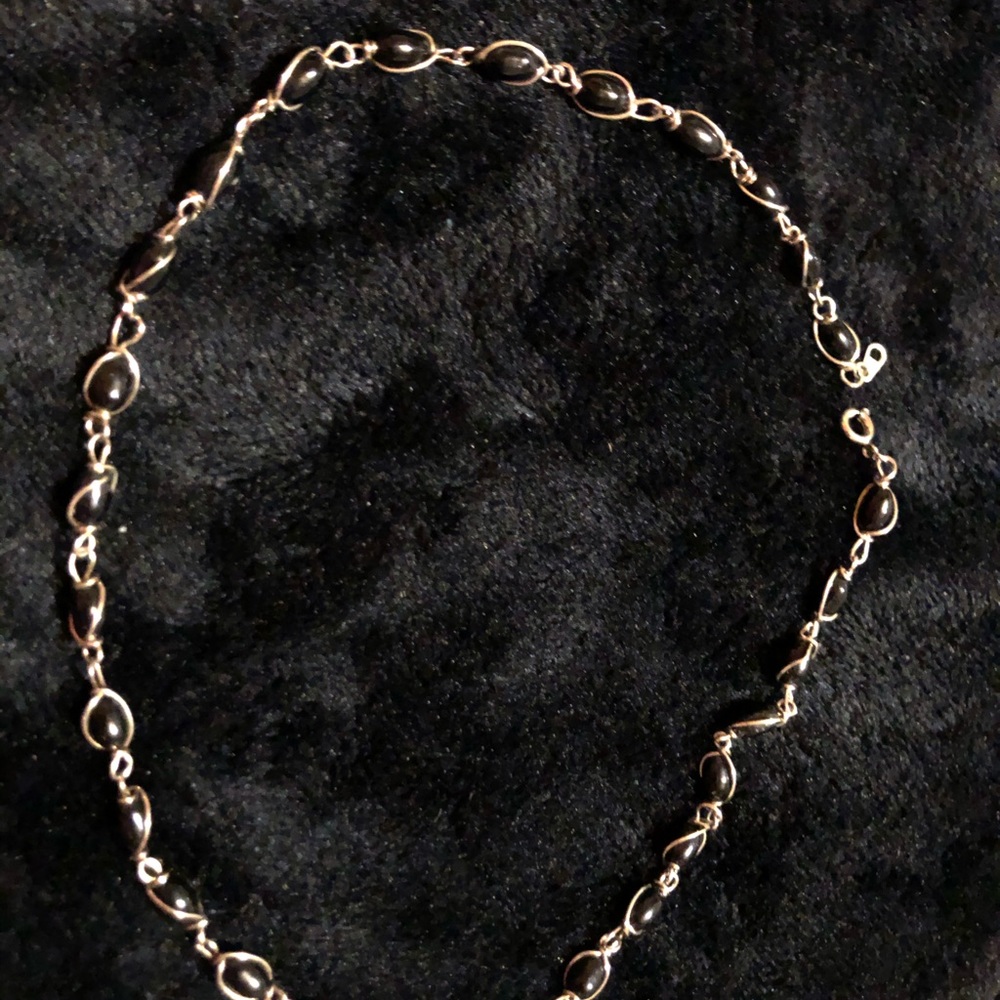 Black Bead Choker Necklace 16”